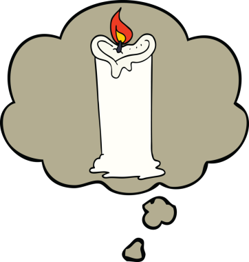 Bir insan tarafından çizilmiş düşünce baloncuklu çizgi film mumu