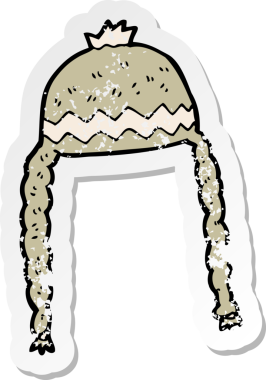 İnsan tarafından çizilmiş havalı bir şapkanın gerilimli retro yapıştırması.