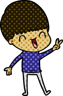 Bir insan tarafından çizilmiş mutlu çizgi film çocuğu.