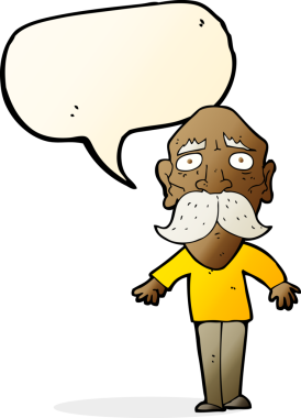 Bir insan tarafından çizilmiş karikatür, hüzünlü yaşlı bir adam.