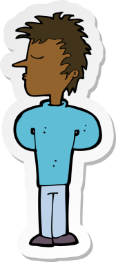 Bir insan tarafından çizilmiş bir karikatürcünün çıkartması.