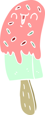 Bir insan tarafından çizilmiş düz renk çizgi film buz lolipopu