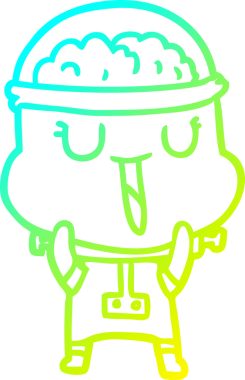 Bir insan tarafından çizilmiş mutlu çizgi film robotu çizimi.