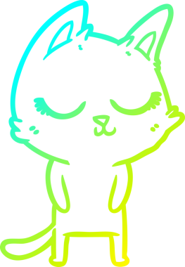 Bir insan tarafından çizilmiş sakin bir çizgi film kedisinin soğuk eğim çizgisi.