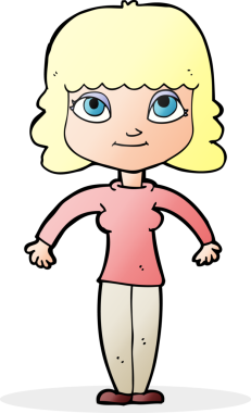 Bir insan tarafından çizilmiş omuz silken çizgi filmdeki kadın.