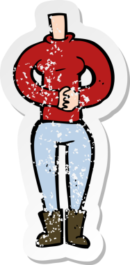 Bir insan tarafından çizilmiş bir karikatür kadın vücudunun gerilimli etiketi.