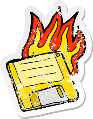 Bir insan tarafından çizilmiş eski bir bilgisayar diskinin gerilimli yapıştırması