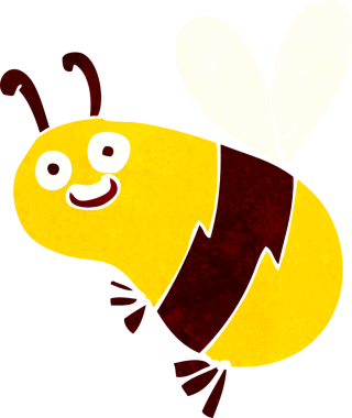 Bir insan tarafından çizilmiş komik çizgi film arısı.