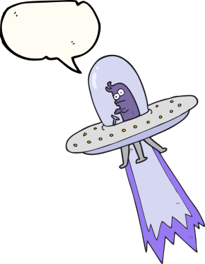 Bir insan tarafından çizilmiş serbest konuşma balonu uçan daire.