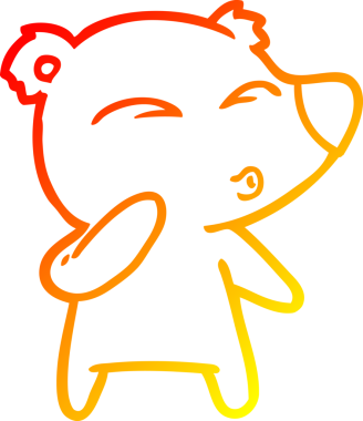 Bir insan tarafından çizilen çizgi film ıslık çalan ayının sıcak çizgi çizimi