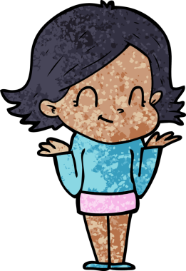 Bir insan tarafından çizilmiş karikatür dostu kız.