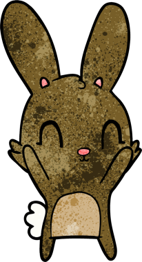 Bir insan tarafından çizilmiş şirin çizgi film tavşanı.