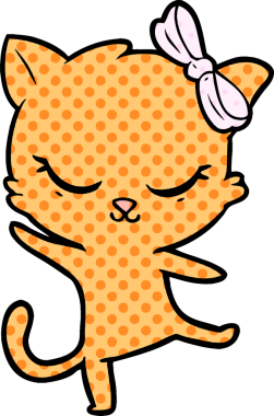 Bir insan tarafından çizilmiş sevimli çizgi film kedisi.