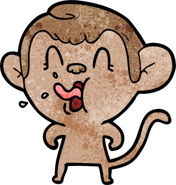 Bir insan tarafından çizilmiş çılgın çizgi film maymunu