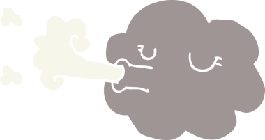 Çizgi film karalama bulutu bir insan tarafından çizilen fırtınayı emiyor