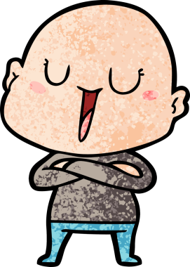 Bir insan tarafından çizilmiş mutlu, kel adam.