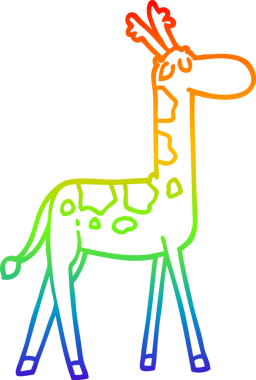 gökkuşağı gradyan çizgi çizimi Bir insan tarafından çizilmiş komik zürafa
