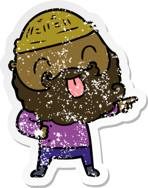 Bir insan tarafından çizilmiş sakallı bir adamın sıkıntılı çıkartması.