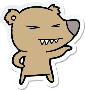 Bir insan tarafından çizilmiş kızgın bir ayı çizgi filminin çıkartması.