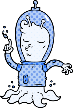 Bir insan tarafından çizilmiş uzaylı çizgi filmi.