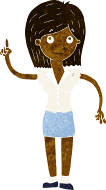 Bir insan tarafından çizilmiş bir fikri olan karikatür kadın.