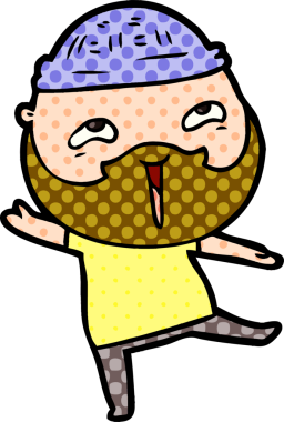 Bir insan tarafından çizilmiş mutlu sakallı bir adam.