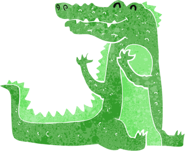 Bir insan tarafından çizilmiş timsah çizgi filmi.