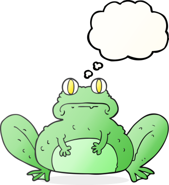 Bir insan tarafından çizilmiş serbest çizim baloncuklu kurbağa.