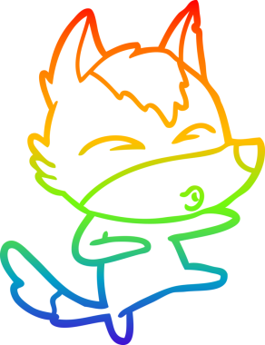 Gökkuşağı gradyan çizgi çizimi bir insan tarafından çizilmiş bir kurt çizgi filmi.