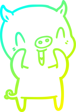 Bir insan tarafından çizilmiş mutlu çizgi film domuzu çizimi.