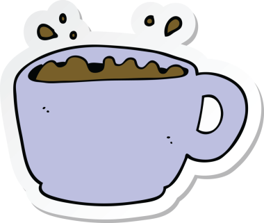 Bir insan tarafından çizilmiş bir kahve fincanının çıkartması.