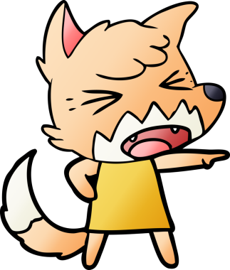 Bir insan tarafından çizilmiş kızgın çizgi film tilkisi.