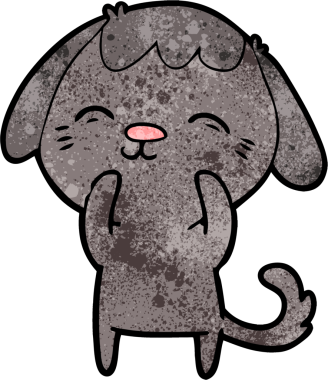 Bir insan tarafından çizilmiş mutlu çizgi film köpeği.