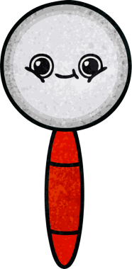 Bir insan tarafından çizilmiş bir büyüteçin retro grunge desen karikatürü