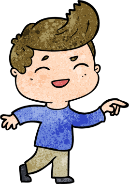 Bir insan tarafından çizilmiş gülen çizgi film adamı.