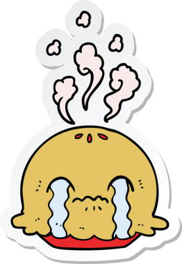 Bir insan tarafından çizilmiş ağlayan bir karikatür çıkartması.