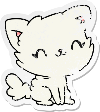 Üzüntülü çıkartma çizgi film çizimi sevimli kawaii pofuduk kedi bir insan tarafından çizilmiş