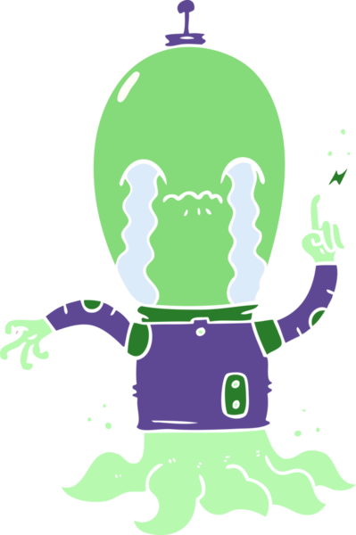 Bir insan tarafından çizilmiş düz renkli karikatür.