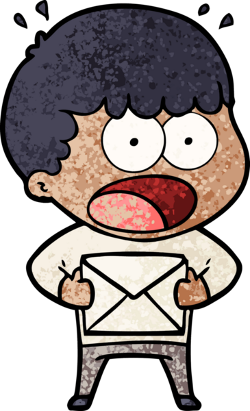 Bir insan tarafından çizilmiş bir zarfı tutan adam şok oldu.