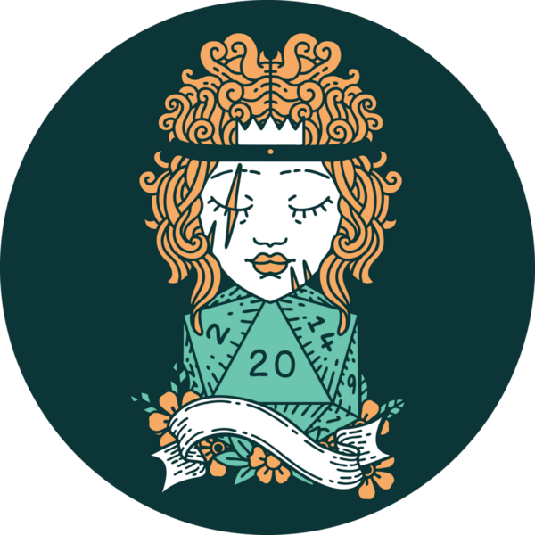 Bir insan tarafından çizilmiş 20 zarlı insan barbar simgesi.