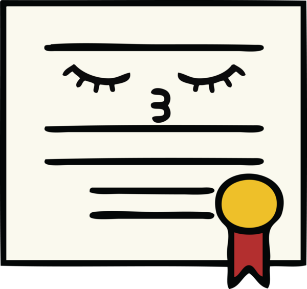 Mezuniyet diplomasının bir insan tarafından çizilmiş şirin bir karikatürü.