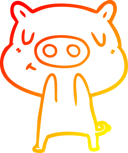 Bir insan tarafından çizilen çizgi film içerikli domuzun sıcak çizgi çizimi