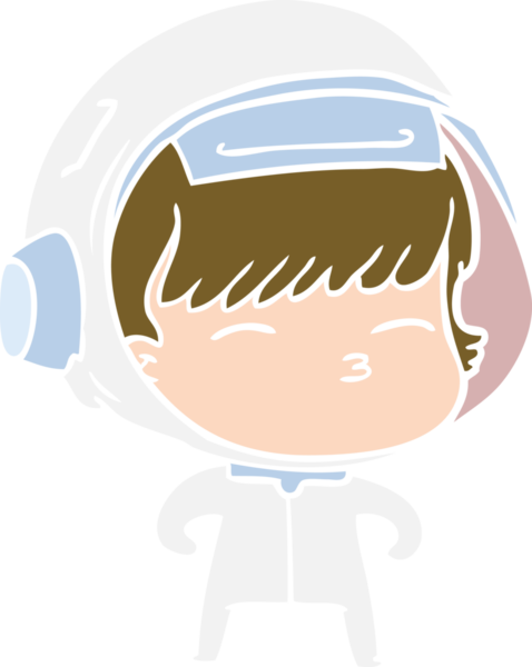 Düz renkli çizgi film meraklısı astronot bir insan tarafından çizilmiş.