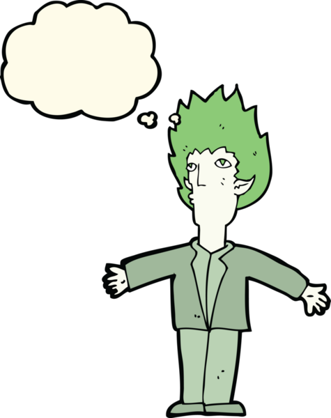 Bir insan tarafından çizilmiş düşünce baloncuğu olan bir vampir.