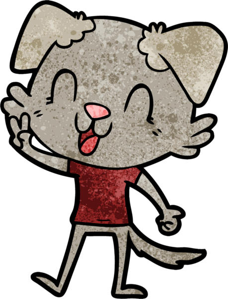 Bir insan tarafından çizilmiş gülen çizgi film köpeği.