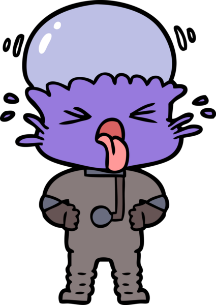 Bir insan tarafından çizilmiş iğrenç bir çizgi film uzaylısı.