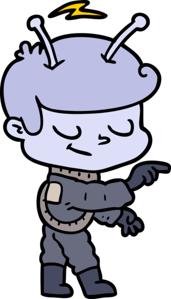 Bir insan tarafından çizilmiş dost canlısı çizgi film uzay adamı.