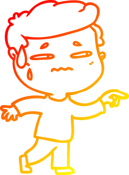 Bir insan tarafından çizilmiş endişeli bir adamın çizgi film çizimi.