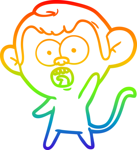 gökkuşağı gradyan çizgi çizimi bir insan tarafından çizilmiş bir maymun tarafından şok edildi