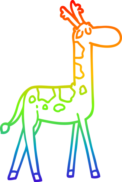 gökkuşağı gradyan çizgi çizimi Bir insan tarafından çizilmiş komik zürafa